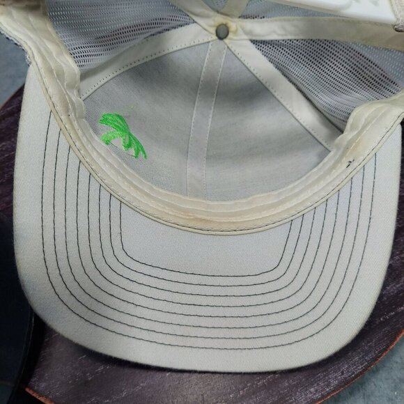 Gray & White Mesh Trucker Hat With Green Palm Tree Embroidery Adjustable Snapbac - Picture 7 of 10